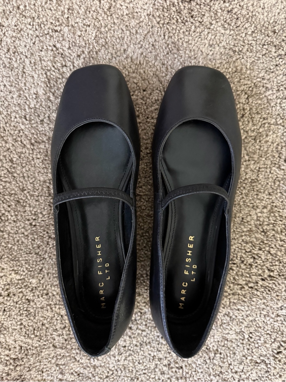 Marc Fisher Black Square-Toe Mary Jane Flats